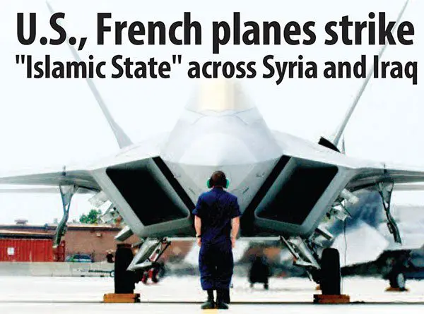 French, U.S. planes strike "Islamic State" across Syria and Iraq, Britain to join coalition