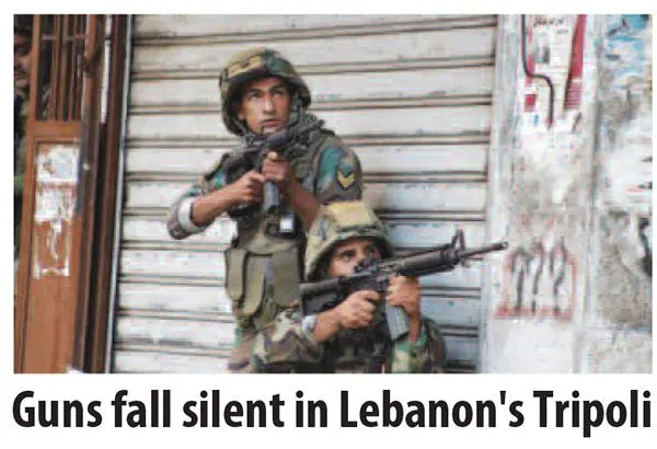 Guns fall silent in Lebanon's Tripoli as army moves in