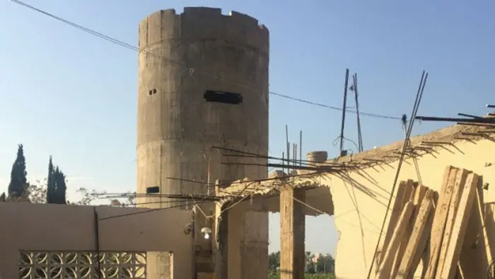 Lebanon building wall near Palestinian refugee camp