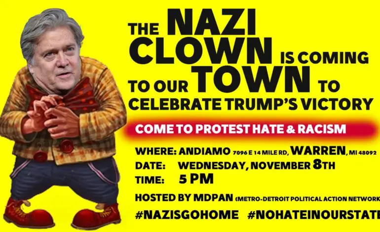 Protest over Steve Bannon takes place outside Macomb County Republican Party’s unity dinner