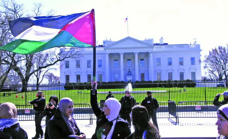Activists march in Washington to protest U.S. support for Israel