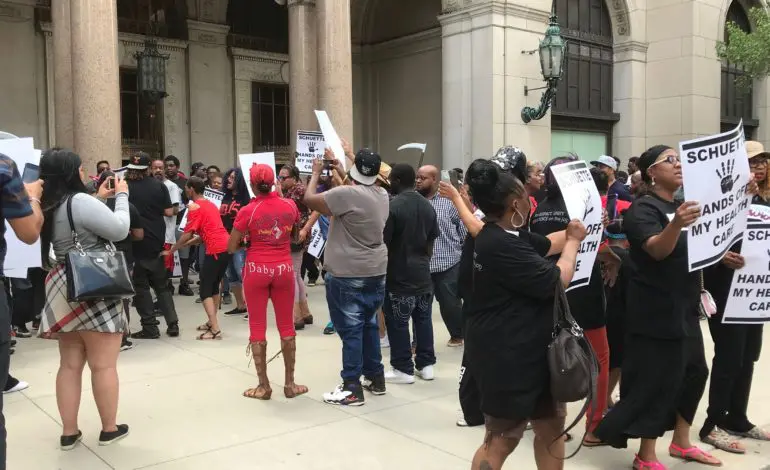 Low-income workers protest Bill Schuette's opposition to Medicaid