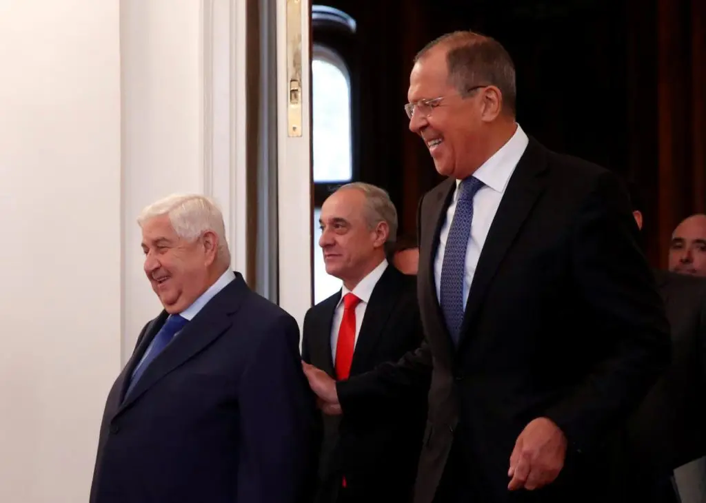 Sergei Lavrov and Walid al-Moualem