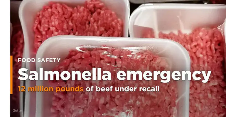 More than 12 million pounds of raw beef recalled due to possible salmonella contamination