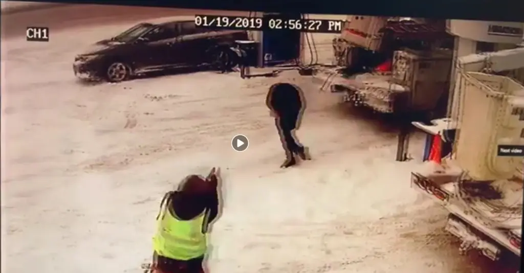 A video grab of the 25 year old shooter aiming his gun and shooting Ali Al-Tameemi.