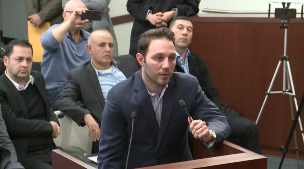 Dr. Mazen El-Atrach, a member of the group delivers the letter to the city council