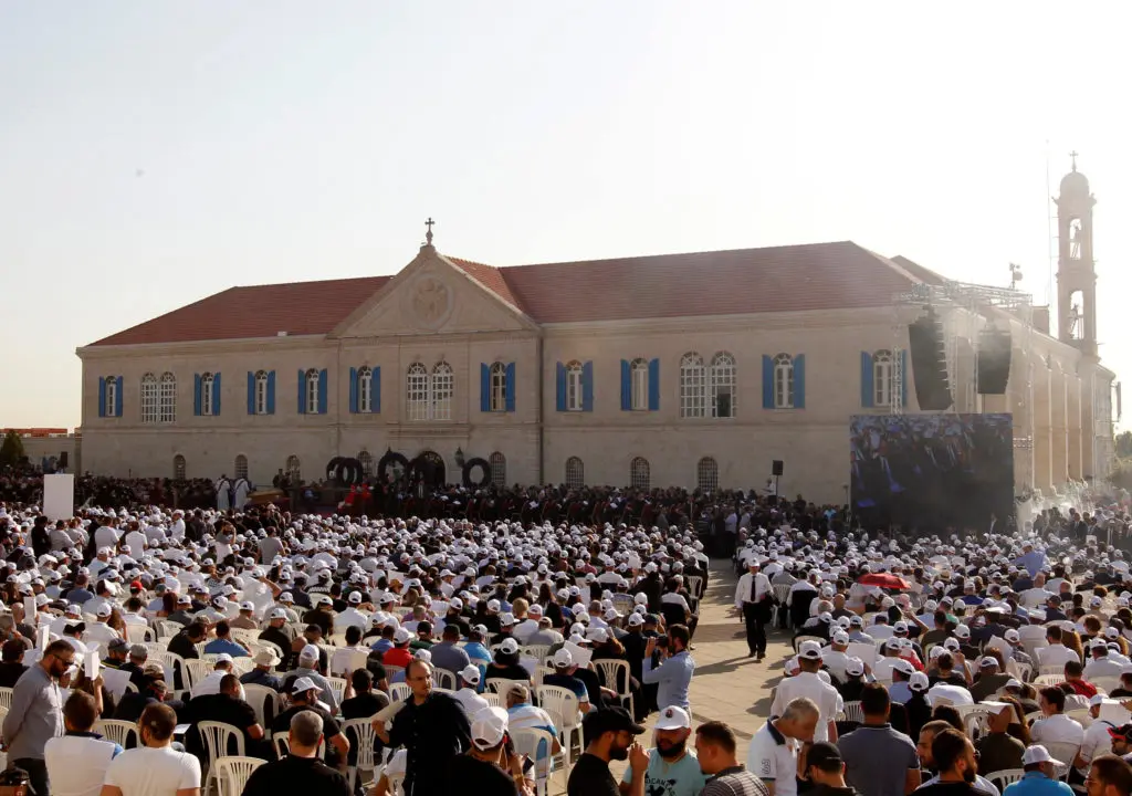 Mourners attend the funeral of Cardinal Nasrallah Sfeir, the former patriarch of Lebanon's Maronite church, at Bkerki, north of Beirut, Lebanon May 16, 2019. -REUTERS