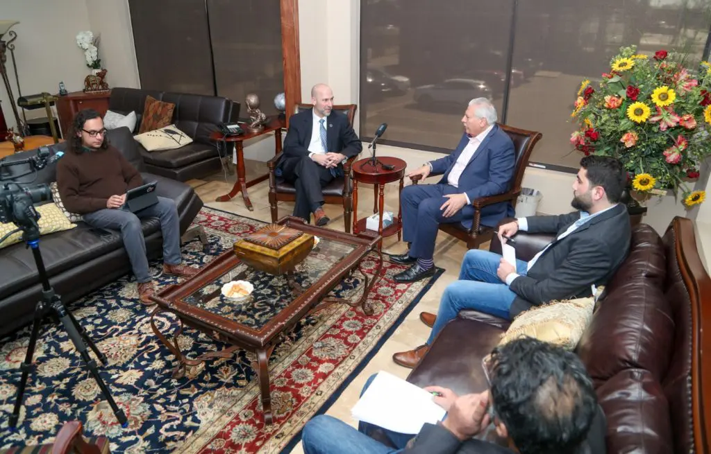 D’Antuono chats with The Arab American News staff on Wednesday Feb. 19