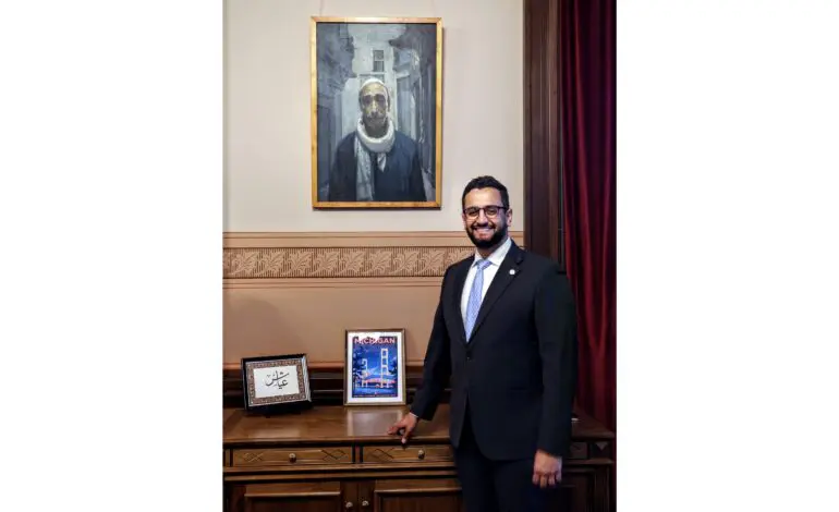 Painting by the late Egyptian artist Zahran Salama on display in the Michigan State Capitol