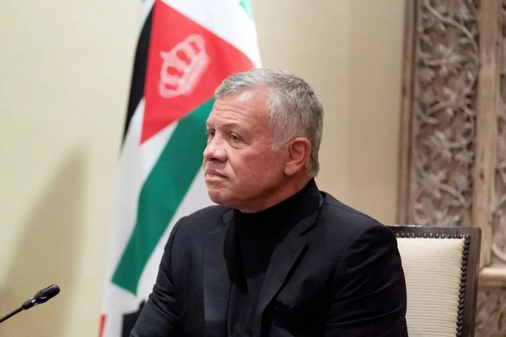 Jordan's King Abdullah II listens during a meeting in Amman, Jordan, May 26. Photo: Alex Brandon/Reuters