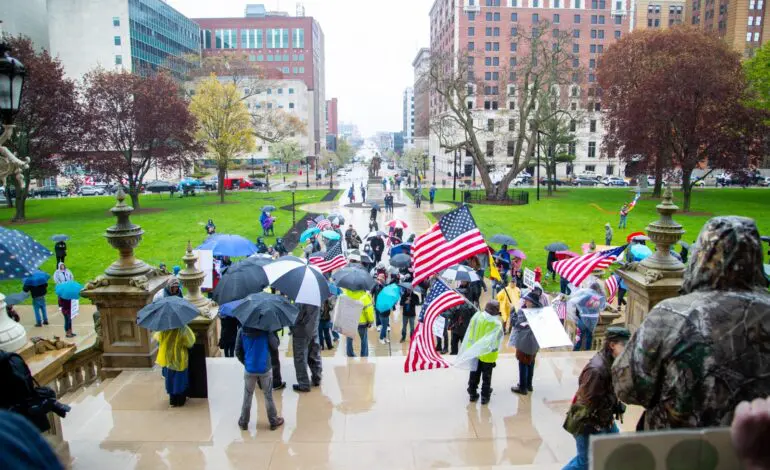 A subdued protest in Lansing, no arrests made or citations given
