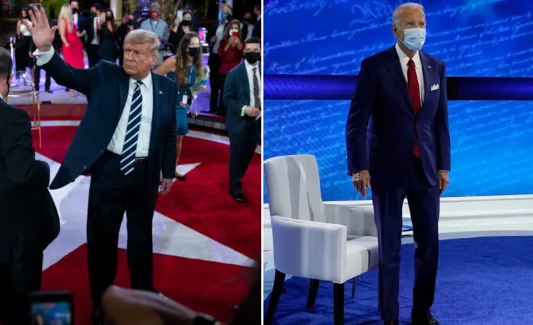 In split-screen town halls, Trump and Biden squabble over coronavirus response