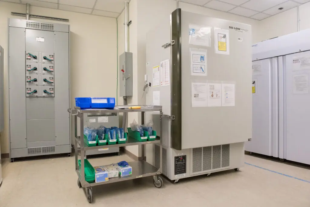 A special freezer holds the COVID-19 vaccine at a Henry Ford Hospital. Photo courtesy: Henry Ford Health System
