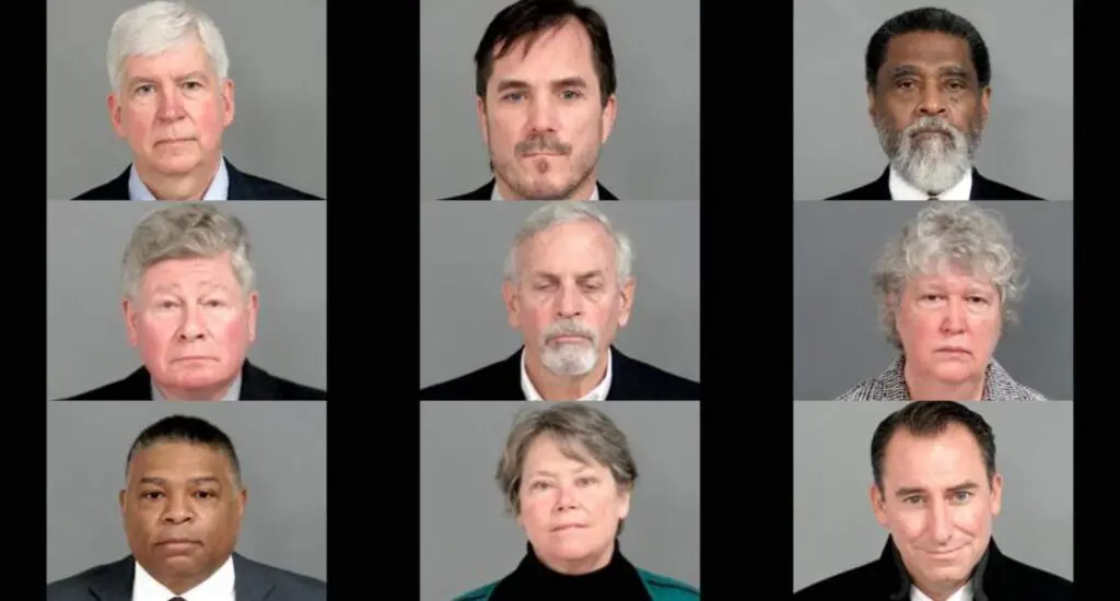 (First row, from top left to right): Rick Snyder, Nick Lyon, Darnell Earley. (Second row): Richard Baird, Gerald Ambrose, Nancy Ann Peeler, (Third row): Howard Croft, Eden Wells, Jarrod Agen. Photo courtesy: WDIV