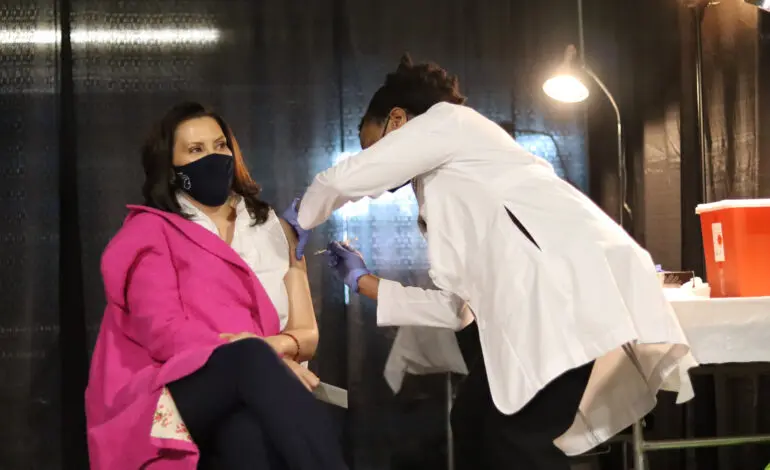 Governor receives first COVID vaccine dose as Michiganders 16 and older become eligible