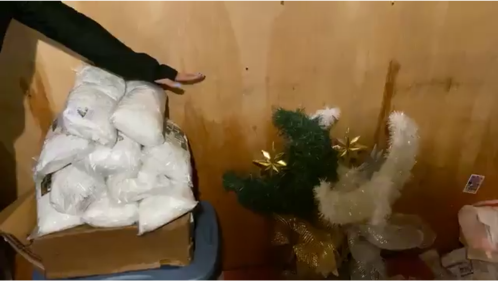 East Dearborn resident Waad Charara shows how much water backed up into her East Dearborn basement, June 26. Video grab/The Arab American News