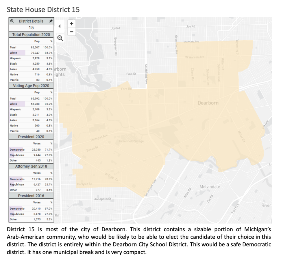 The AFL-CIO Fair Maps State House District 15 proposal. Image courtesy: Amer Zahr