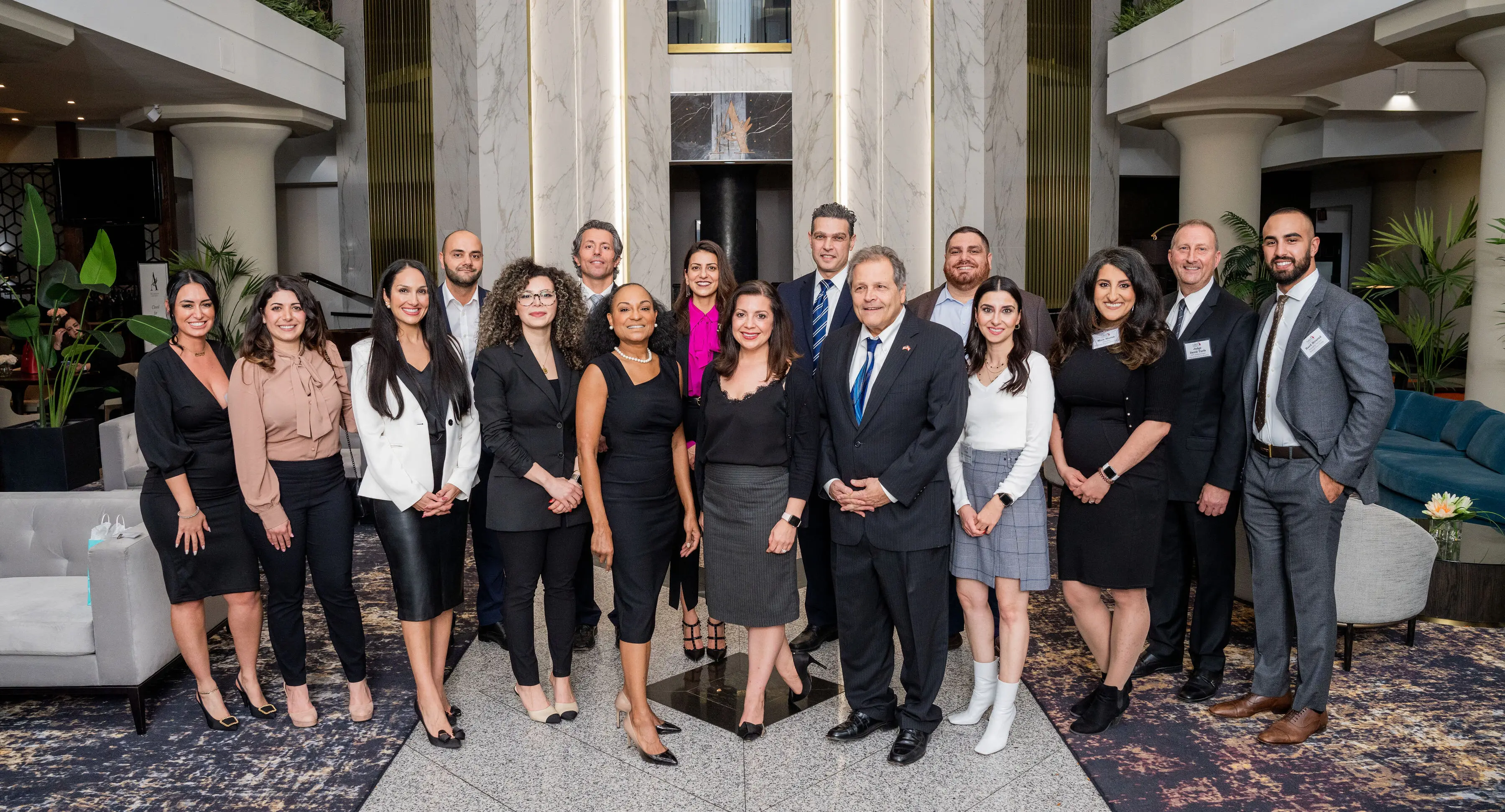 Members, attendees and guests of honors pose for a photo at the National Arab American Bar Association (NAABA), Michigan Chapter's End of the Year Khalta, at the Atheneum Suite Hotel in Detroit, Nov. 17. Photo courtesy: NAABA Michigan Chapter