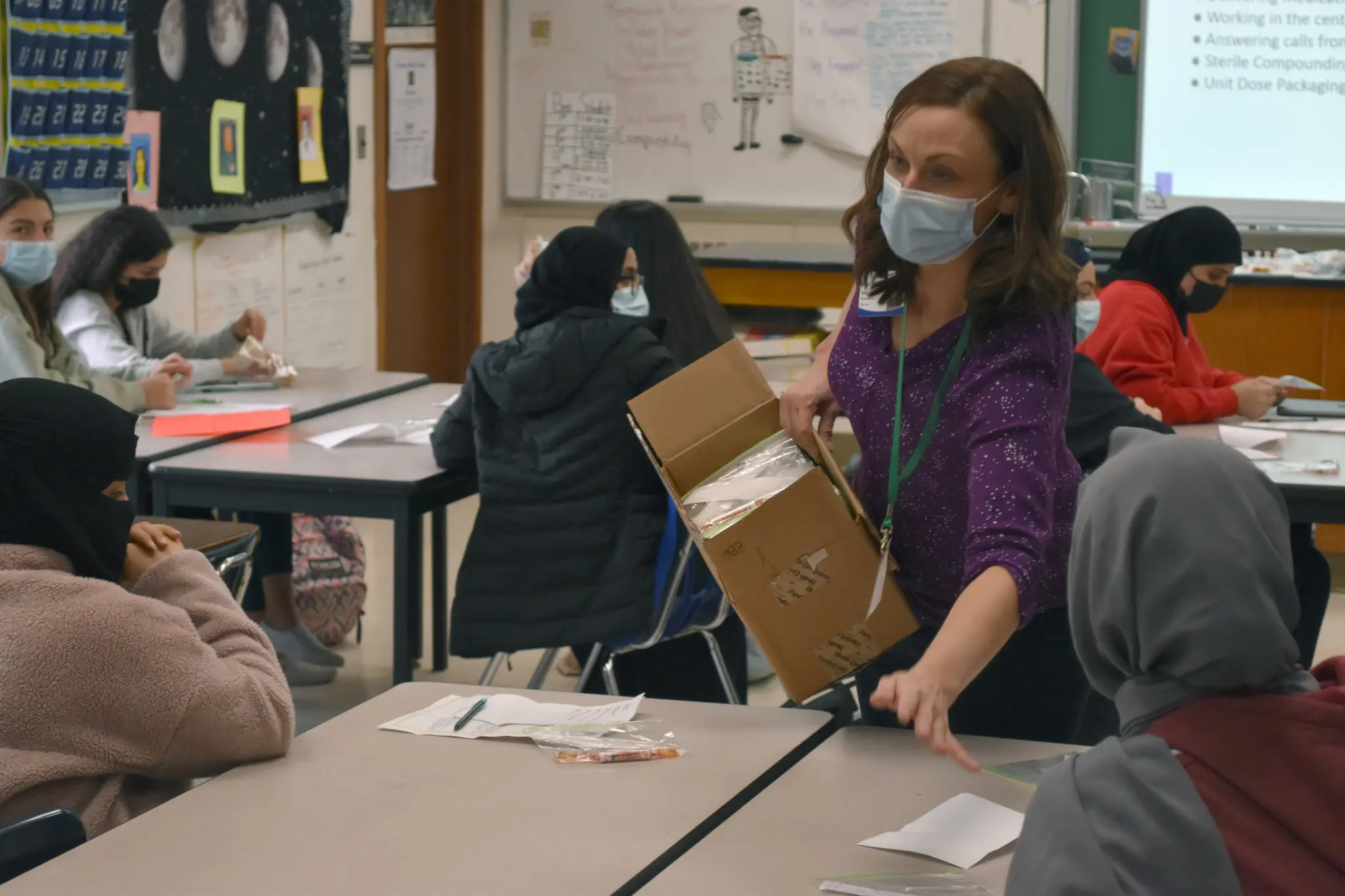 Masked students at a Dearborn high schools. Photo courtesy: Dearborn Public Schools