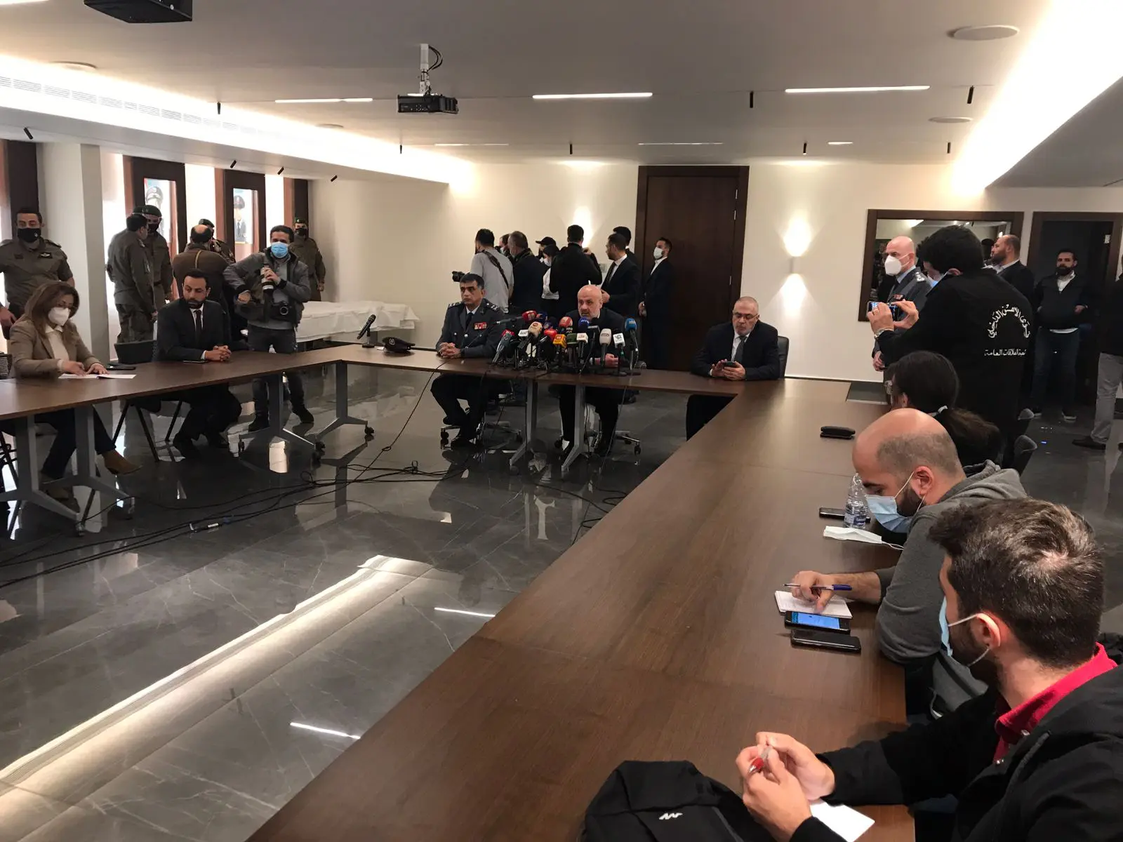 Lebanon Interior Minister Bassam Mawlawi speaks at a news conference. Photo: Lebanon ISF/Twitter