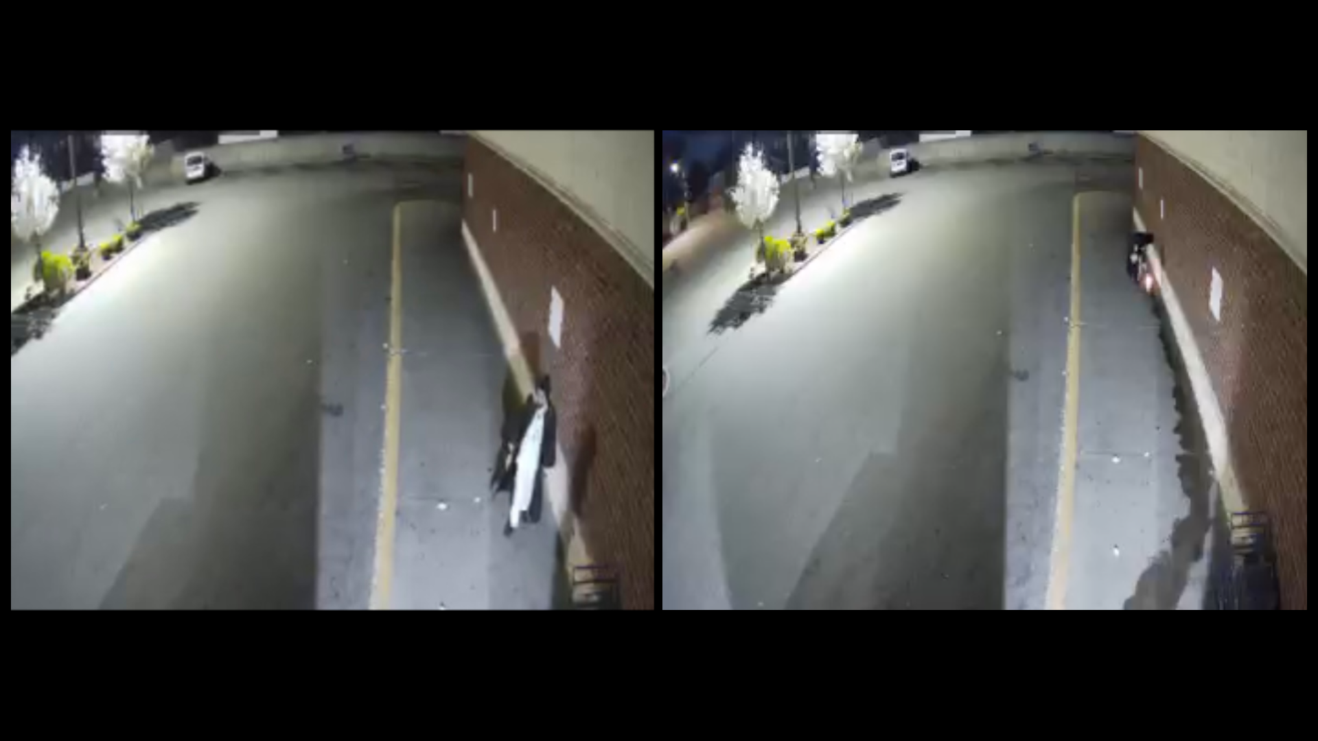 Footage from Dearborn Fresh Sunday morning shows a person douse a side of the building with a flammable liquid then set it on fire. Photo: Screengrab