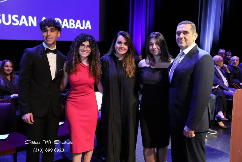 Judge Susan Dabaja surrounded by her husband Majid Hammoud and their kids Claudia (23), Joel (19) and Adam (16). - photo by Abbas Shehab