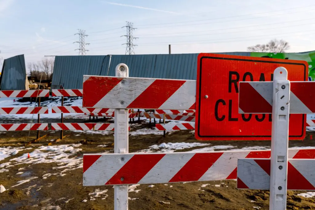 <em>Destruction from the large earth mound that appeared at the corner of Dearborn and Fort Streets in Detroit, Feb. 1. Photo: Steve Koss