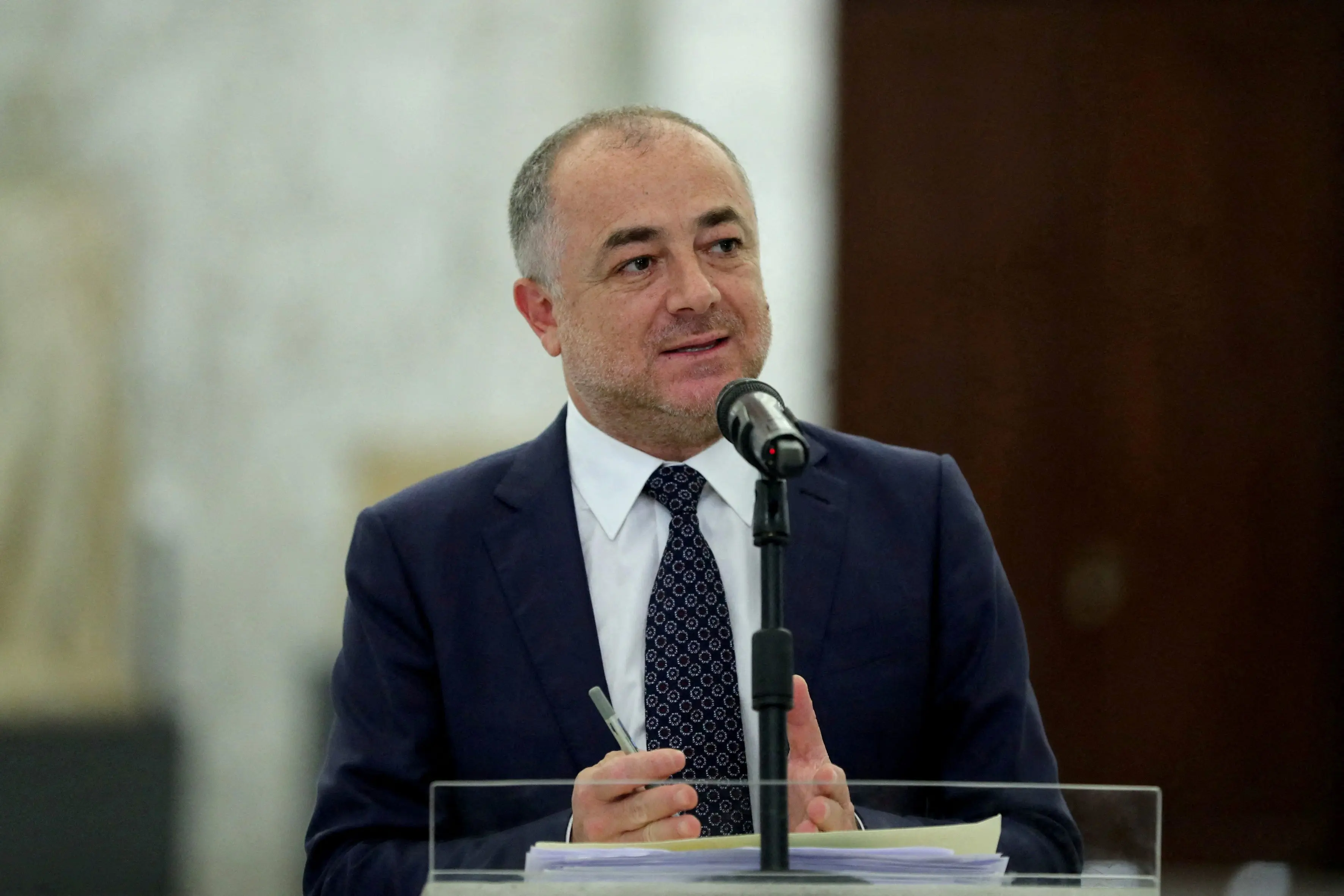 Lebanon's Deputy parliament speaker Elias Bou Saab speaks at the presidential palace in Baabda, Oct. 3. Photo: Dalati Nohra/Reuters