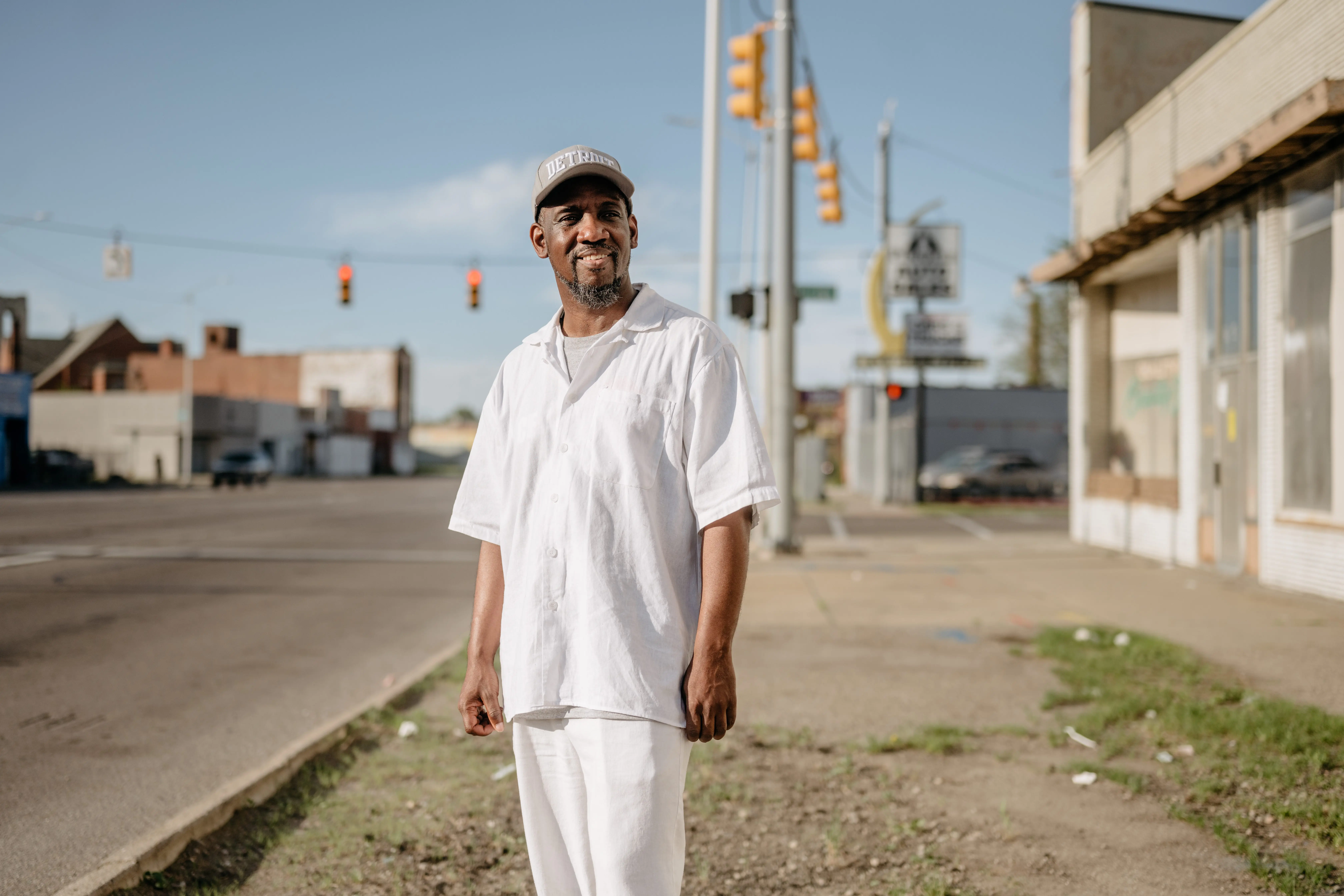 Bishop Daryl Harris walks through Osborn. Photo: Steve Koss