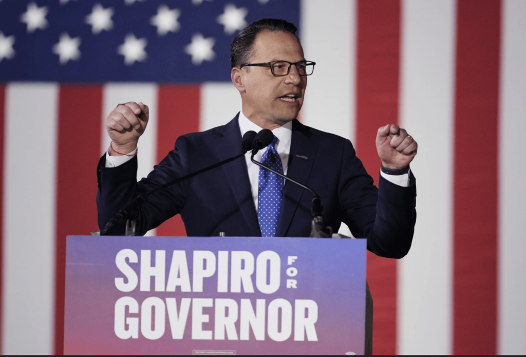 Pennsylvania Democratic Josh Shapiro on Tuesday, Nov. 8, in Oaks, Pa.