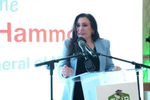 Michigan Deputy Attorney General Fadwa Hammoud speaks at the F.L.I.P. Scholarship Dinner on Thursday, May 11.