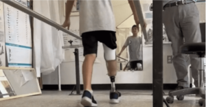 Saleh Humaid a Palestine boy who received life-changing prosthetic in Michigan returns home to Gaza in emotional farewell. - Screengrab