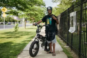 Reo Ramsey participates in a weekly bike ride at Cool Cities Park.
