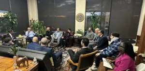 Hill Harper meets with Arab American leaders at The Arab American News offices in Dearborn , Tuesday, November 7. - Photo by TAAN 