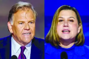 Republican Mike Rogers and Democrat Elissa Slotkin. – File photos