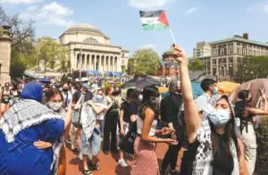 Students rally at the Columbia University campus in New York City last month in support of a protest encampment supporting Palestinians, despite a deadline issued by university officials to either disband or face suspension.