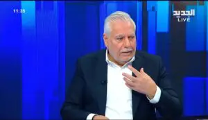 Siblani at Aljadeed TV in Beirut, Lebanon on Sunday, November 16. – Videograb