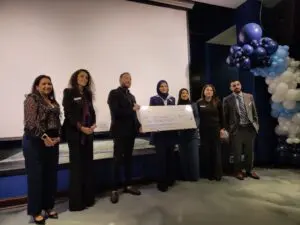 left to right:Hannah Awada, Farah Merhi, Karl Makky, Sharifa Mohamed (South Beauty School), Zeina Saad, Claudia Chaalan, Yousef Al-Madrahi.