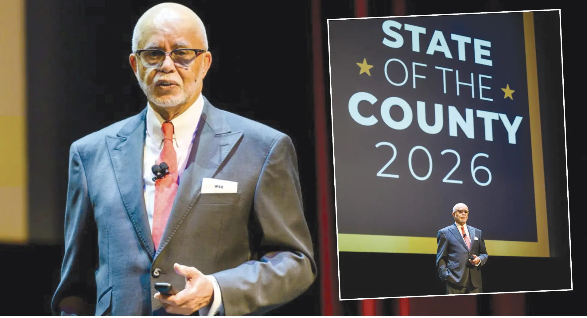 Wayne County Executive Warren C. Evans speaks at the 2026 State of the County address on Wednesday, February 11, in Dearborn.