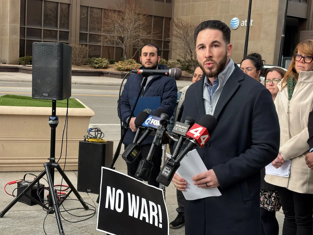 Abdullah Hammoud at the press conference in Detroit