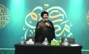Sayyed Hassan Qazwini during the observance of Laylat al-Qadr on Wednesday evening.