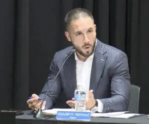 Mayor Hammoud speaks at the City Council meeting on August 18.– Video grab