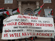 Protesters brave strong winds, rain in support ofPalestinians on Nakba 63 at Dearborn City Hall