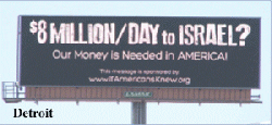 Detroit billboard responds to Bay City ad, protests U.S. aid to Israel