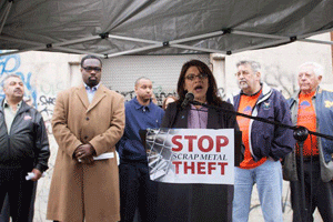 State Representative Rashida Tlaib speaks out against local scrap metal shops