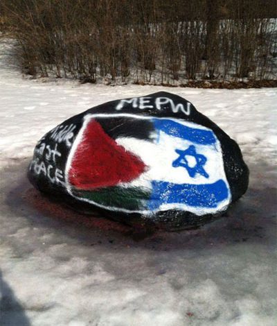 Spray painted rock overshadows SJP’s apartheid week