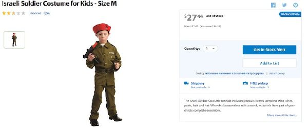 Walmart takes down Israeli soldier costume after outrage