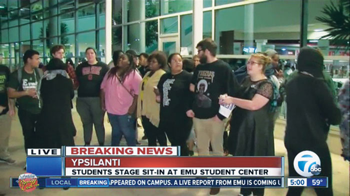 Four Eastern Michigan students face possible expulsion after protesting racist graffiti