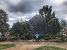 Charlottesville shrouds divisive Confederate statues in black cloth