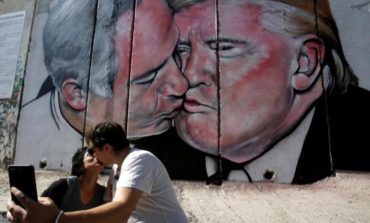 Donald Trump-Benjamin Netanyahu kiss mural unveiled on West Bank wall